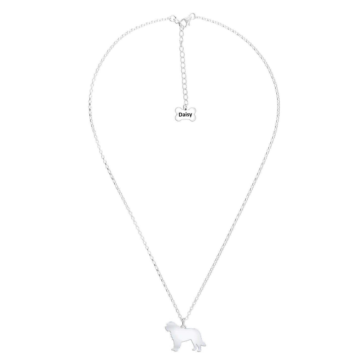 Saint Bernard Silhouette Silver Necklace - Personalised - MYLEE London
