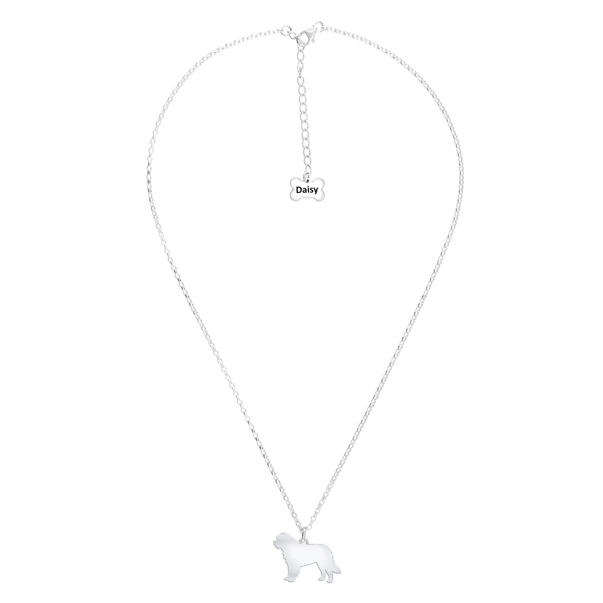 Saint Bernard Silhouette Silver Necklace - Personalised - MYLEE London