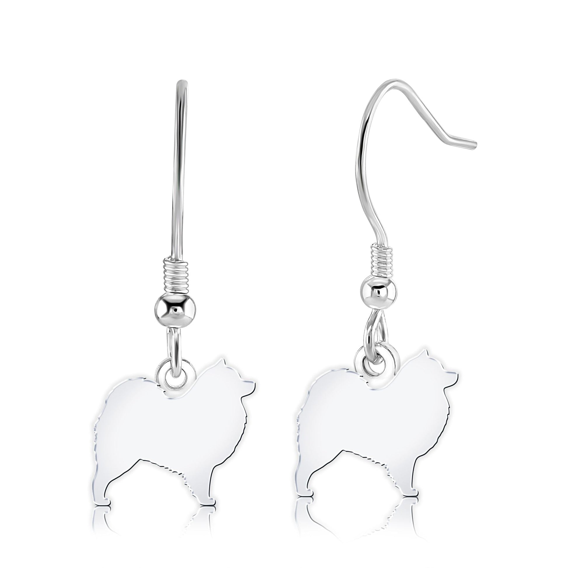Samoyed Silhouette Silver Earrings - MYLEE London