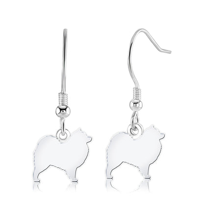 Samoyed Silhouette Silver Earrings - MYLEE London
