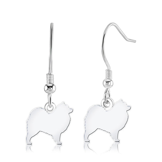 Samoyed Silhouette Silver Earrings - MYLEE London