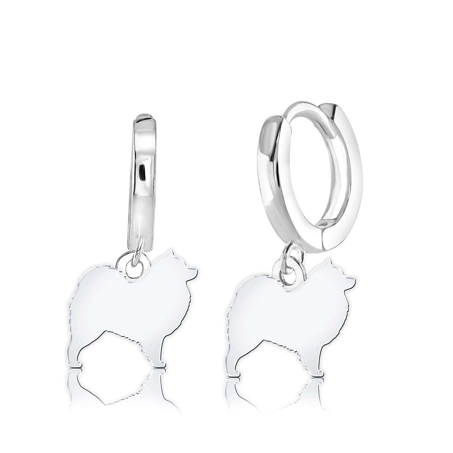 Samoyed Silhouette Silver Earrings - MYLEE London