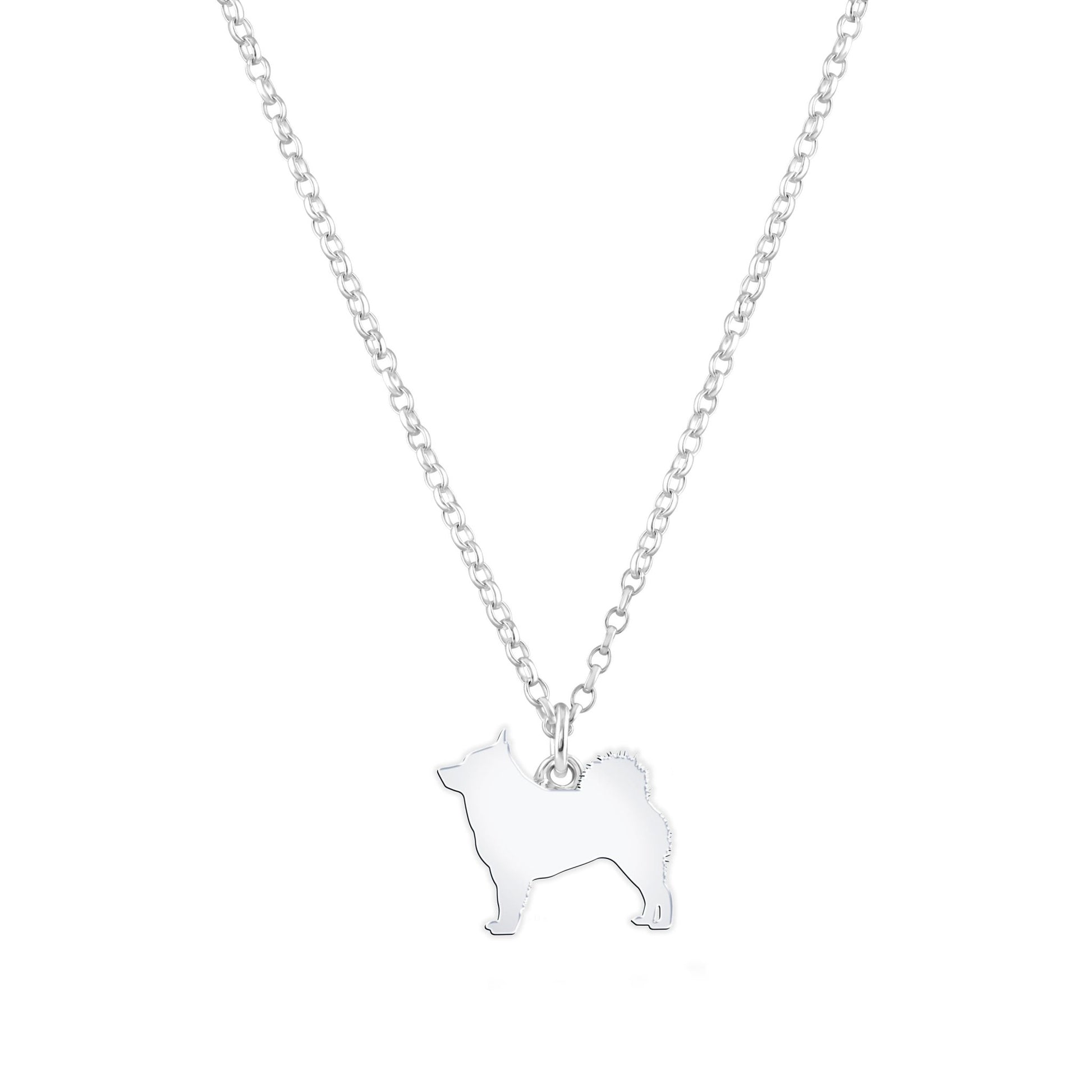 Schipperke Silhouette Silver Necklace - Personalised - MYLEE London