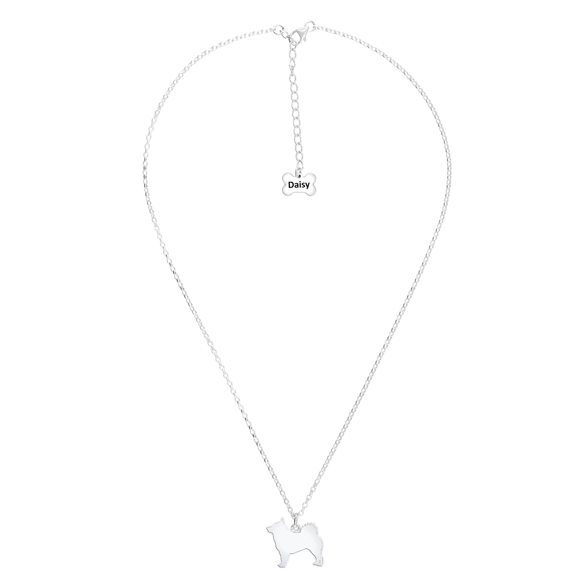 Schipperke Silhouette Silver Necklace - Personalised - MYLEE London