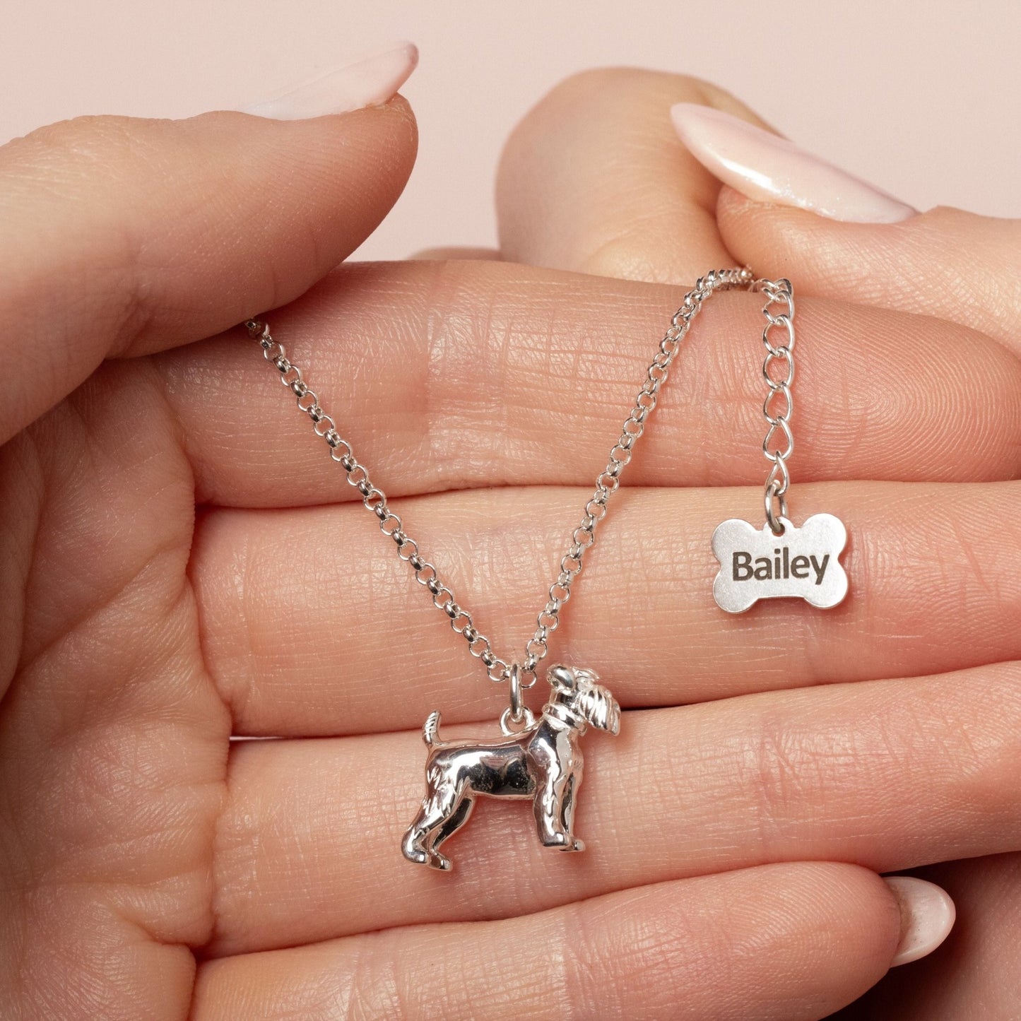 Schnauzer Silver Necklace - Personalised - MYLEE London