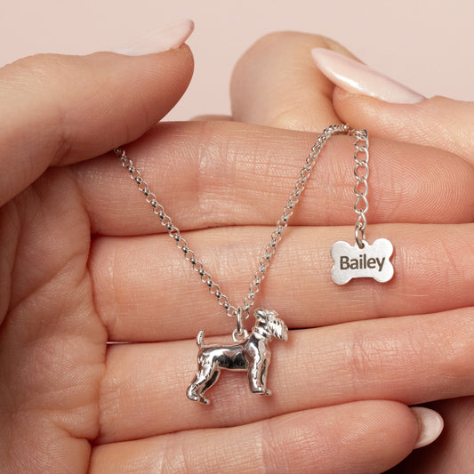 Schnauzer Silver Necklace - Personalised - MYLEE London