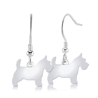 Scottish Terrier Silhouette Silver Earrings - MYLEE London