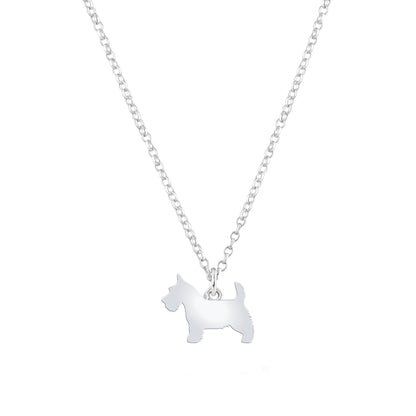 Scottish Terrier Silhouette Silver Necklace - Personalised - MYLEE London
