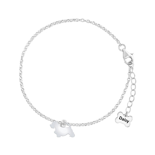 Sealyham Terrier Silhouette Silver Chain Bracelet - Personalised - MYLEE London