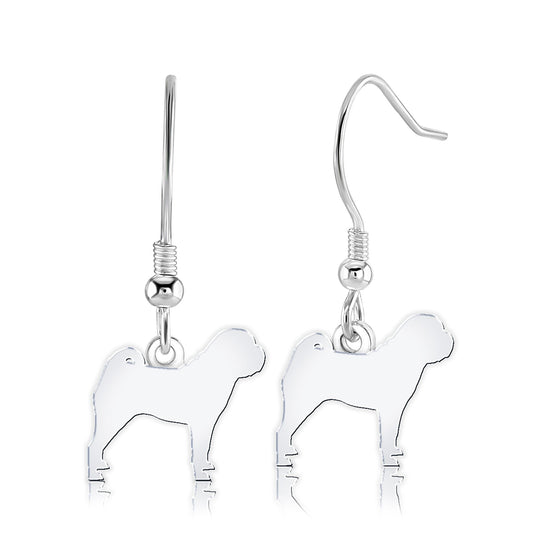 Shar Pei Silhouette Silver Earrings - MYLEE London
