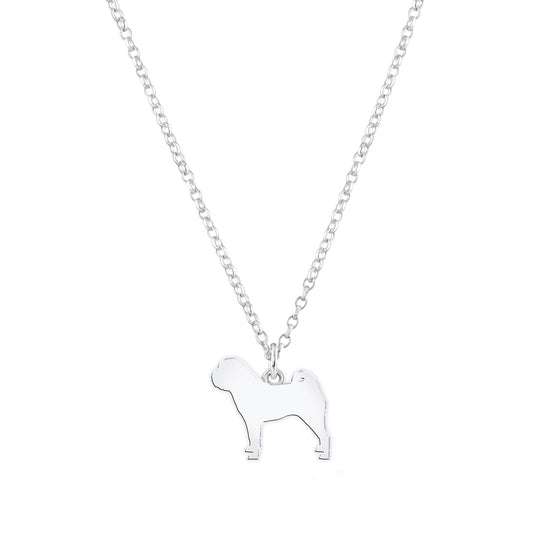 Shar Pei Silhouette Silver Necklace - Personalised - MYLEE London