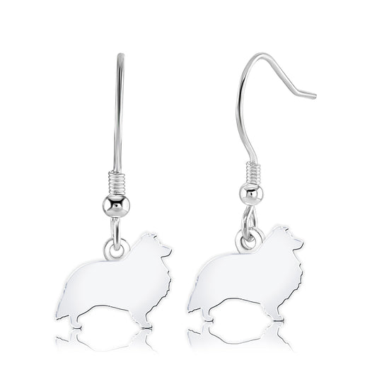 Shetland Sheepdog Silhouette Silver Earrings - MYLEE London