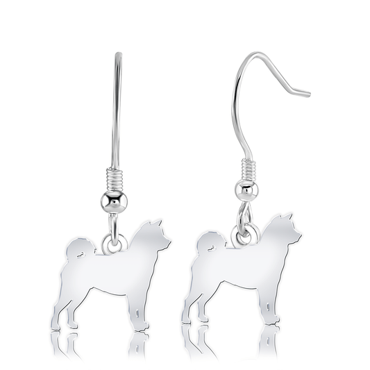 Shiba Inu Silhouette Silver Earrings - MYLEE London