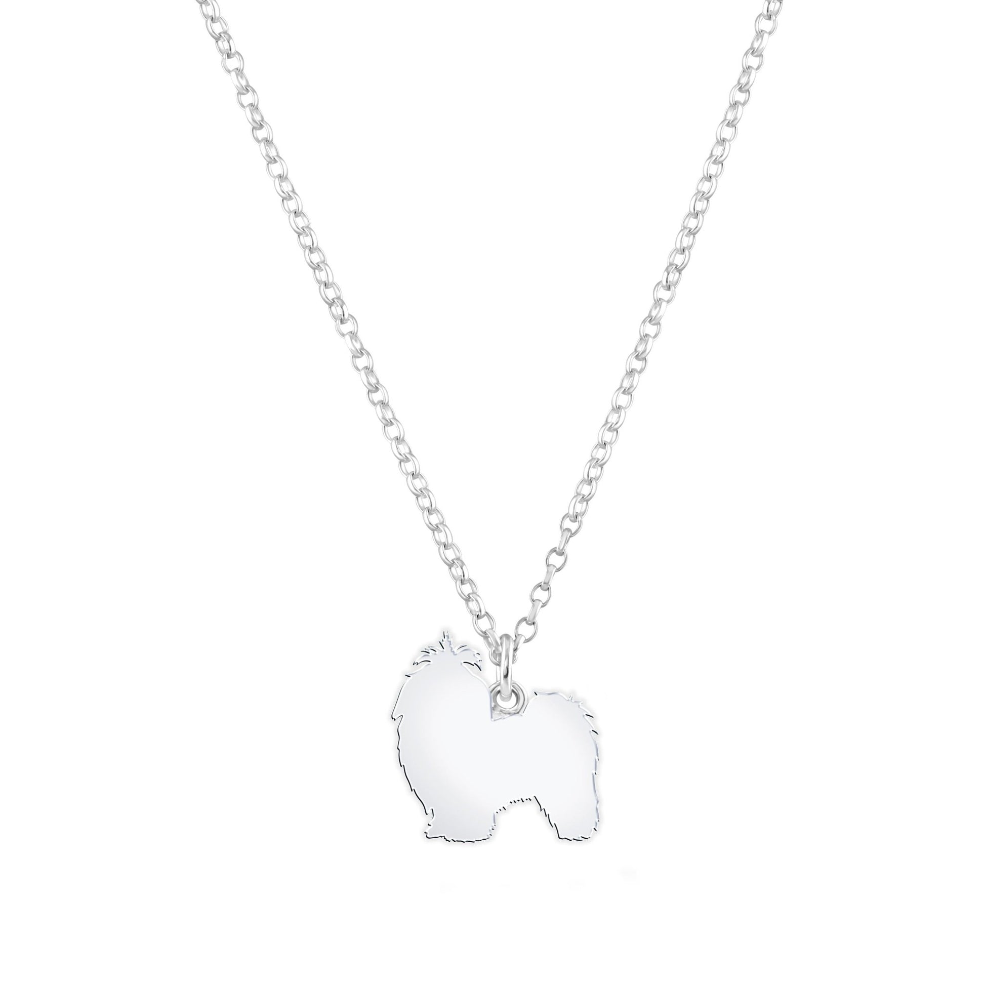 Shih Tzu Silhouette Silver Necklace - Personalised - MYLEE London