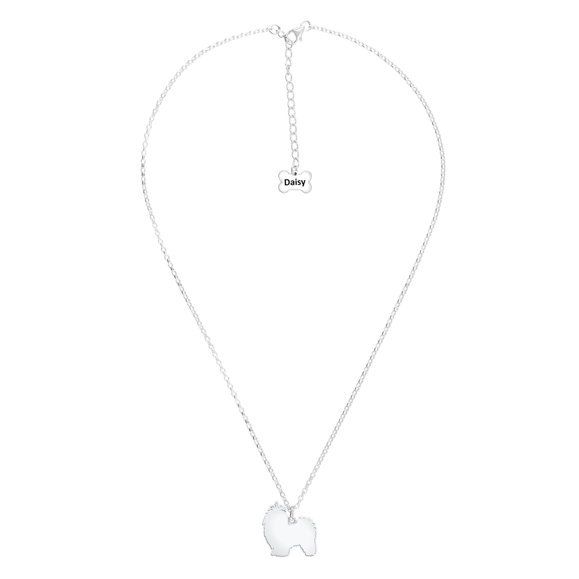 Shih Tzu Silhouette Silver Necklace - Personalised - MYLEE London