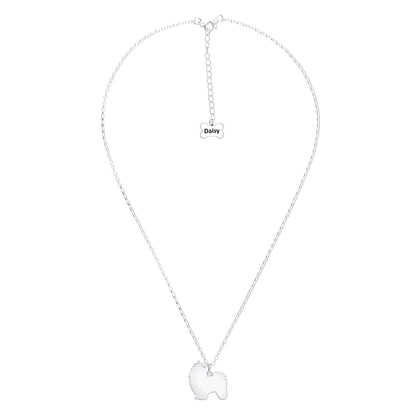 Shih Tzu Silhouette Silver Necklace - Personalised - MYLEE London