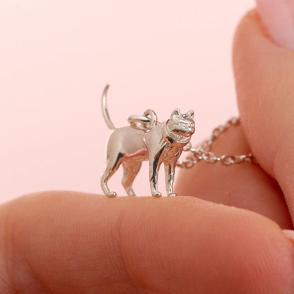 Short - Haired Cat Silver Necklace - Personalised - MYLEE London