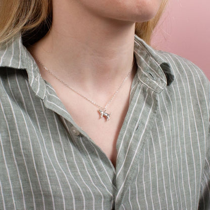 Short - Haired Cat Silver Necklace - Personalised - MYLEE London
