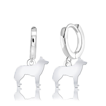 Siberian Husky Silhouette Silver Earrings - MYLEE London
