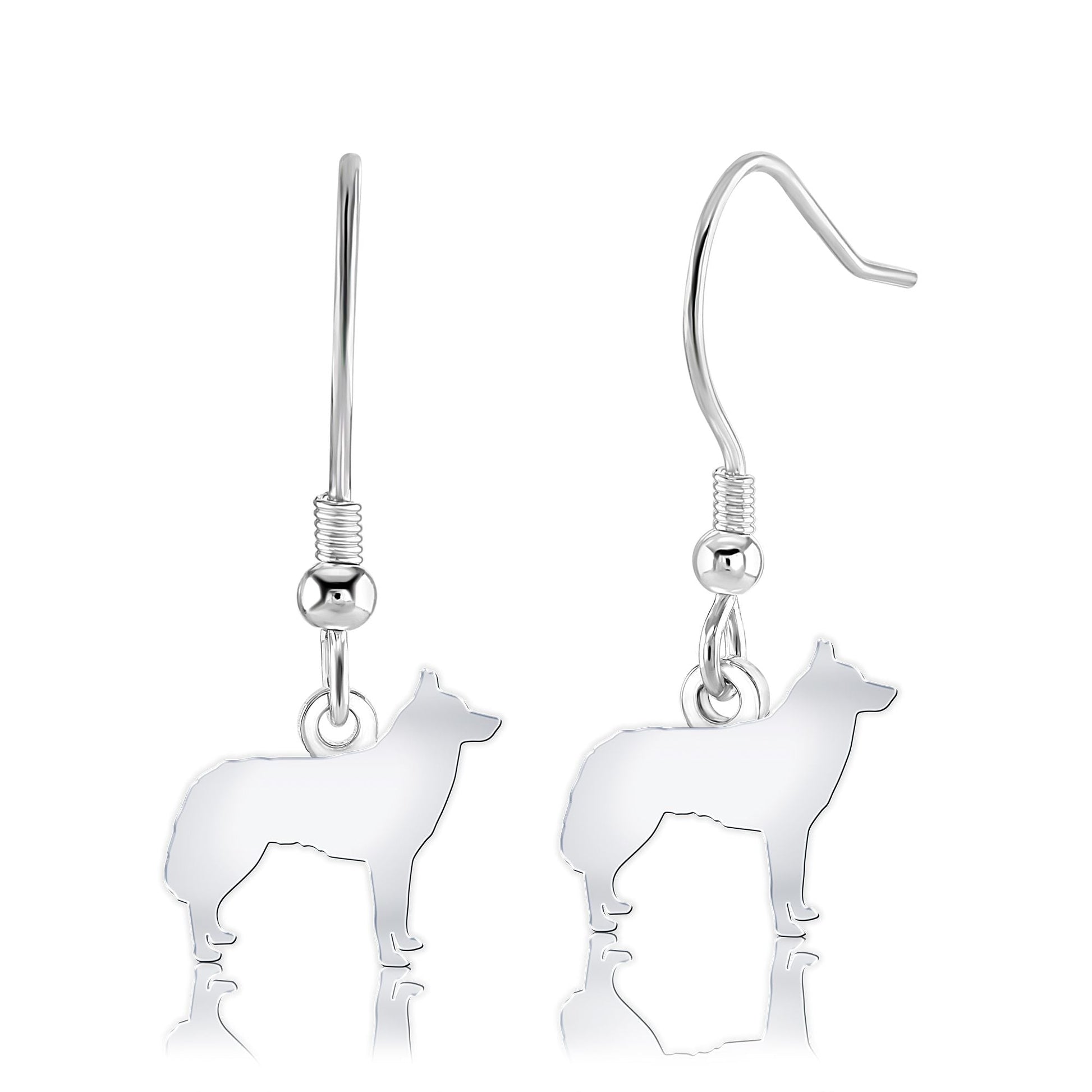 Siberian Husky Silhouette Silver Earrings - MYLEE London