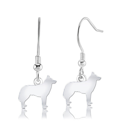 Siberian Husky Silhouette Silver Earrings - MYLEE London