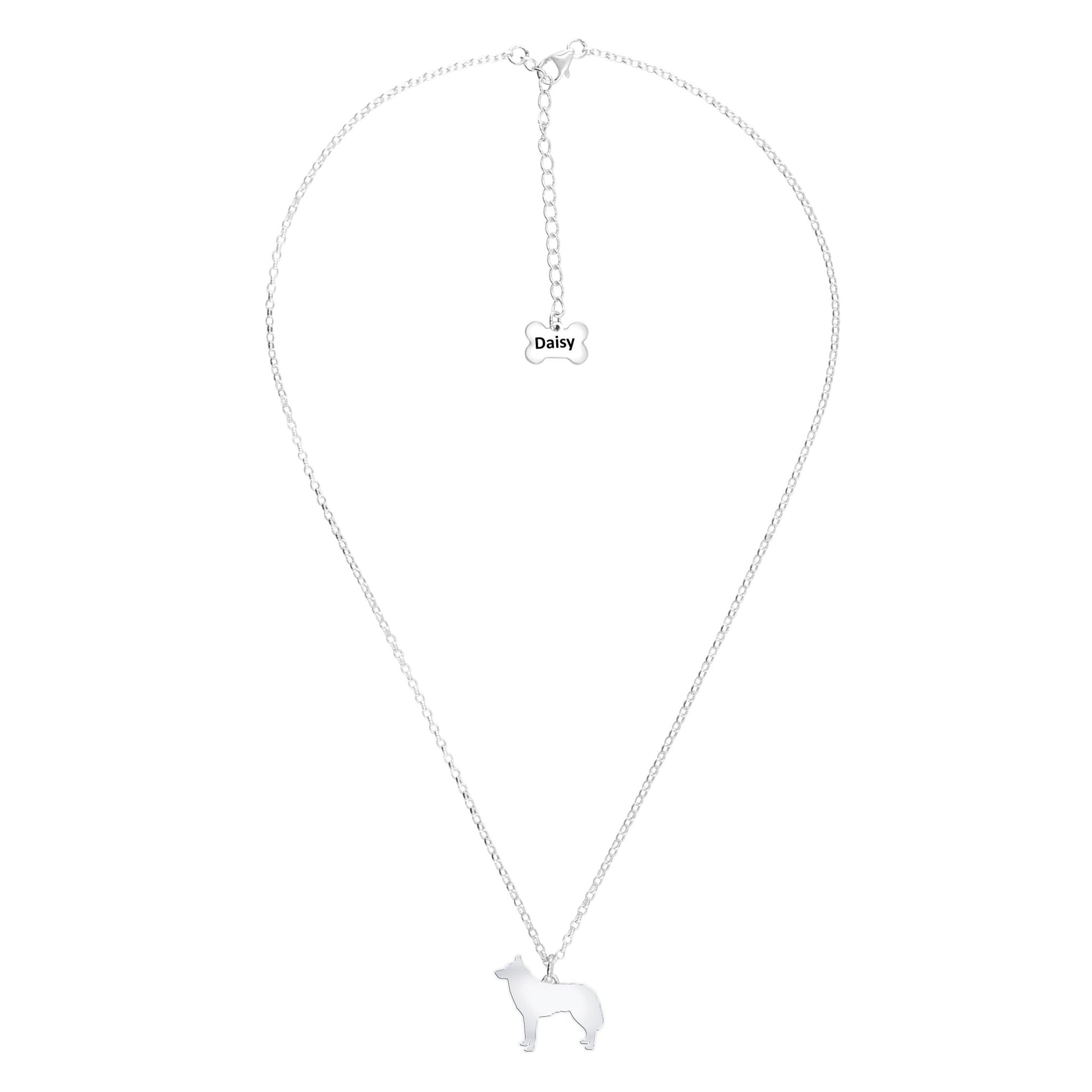 Siberian Husky Silhouette Silver Necklace - Personalised - MYLEE London