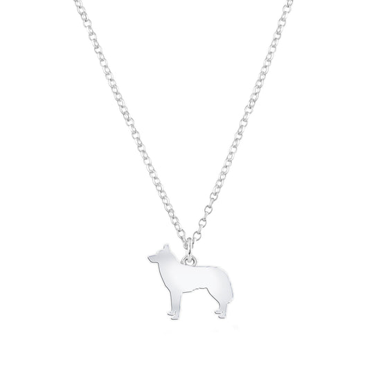 Siberian Husky Silhouette Silver Necklace - Personalised - MYLEE London
