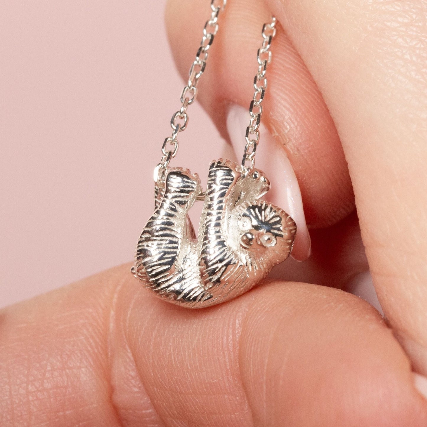 Sloth Silver Necklace - Personalised - MYLEE London