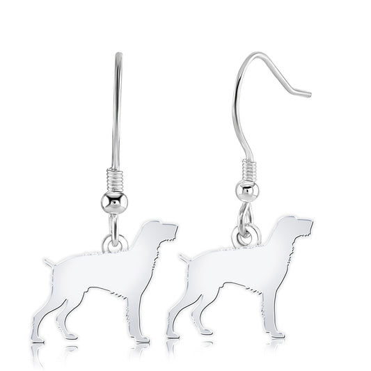 Slovakian Rough Haired Pointer Silhouette Silver Earrings - MYLEE London