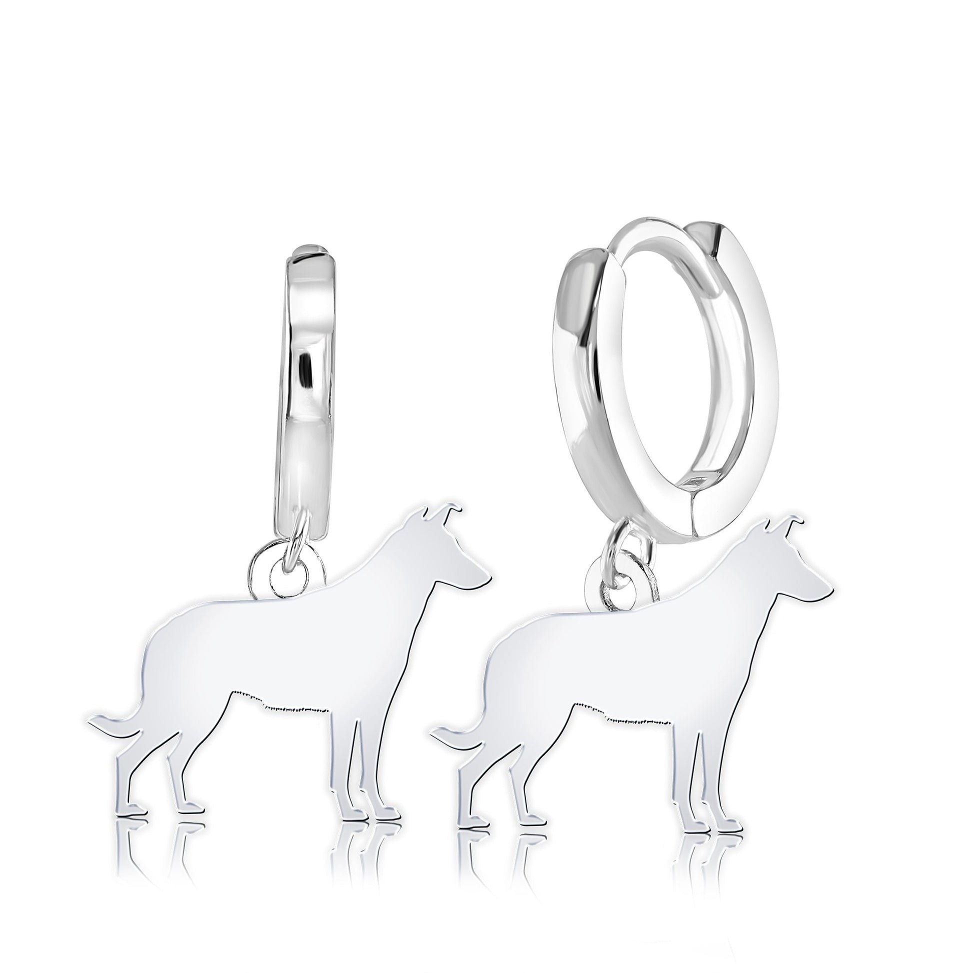 Smooth Collie Silhouette Silver Earrings - MYLEE London
