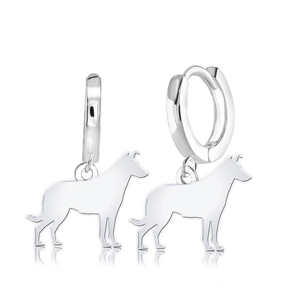 Smooth Collie Silhouette Silver Earrings - MYLEE London