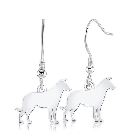 Smooth Collie Silhouette Silver Earrings - MYLEE London