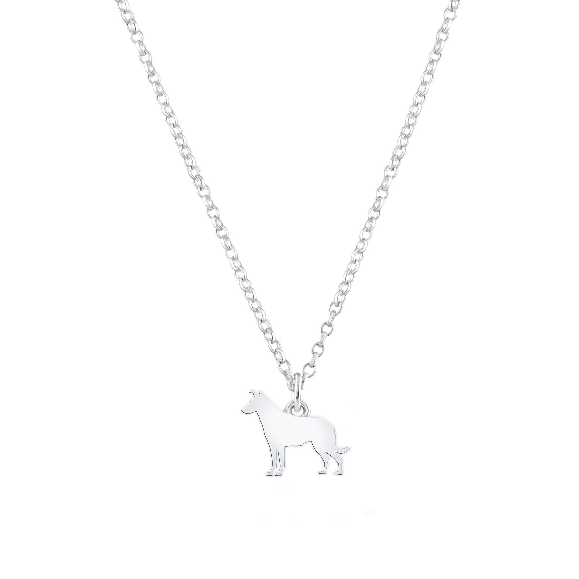 Smooth Collie Silhouette Silver Necklace - Personalised - MYLEE London