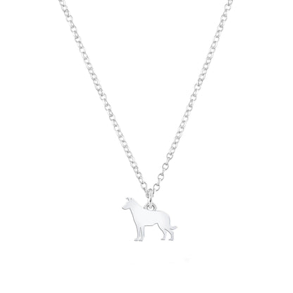 Smooth Collie Silhouette Silver Necklace - Personalised - MYLEE London