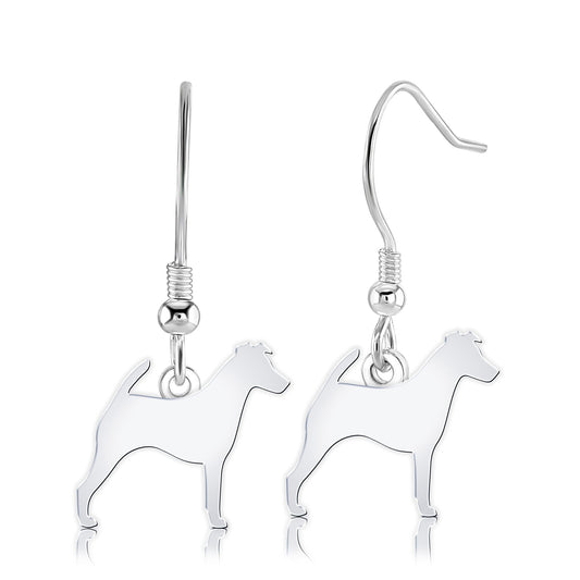 Smooth Fox Terrier Silhouette Silver Earrings - MYLEE London
