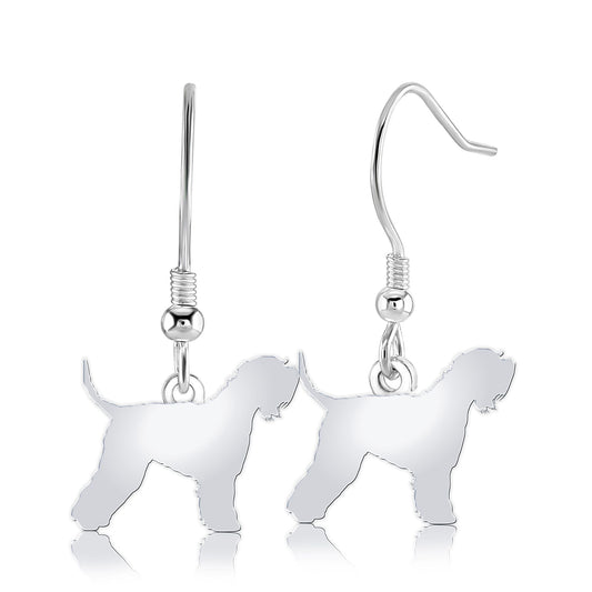 Soft Coated Wheaten Terrier Silhouette Silver Earrings - MYLEE London