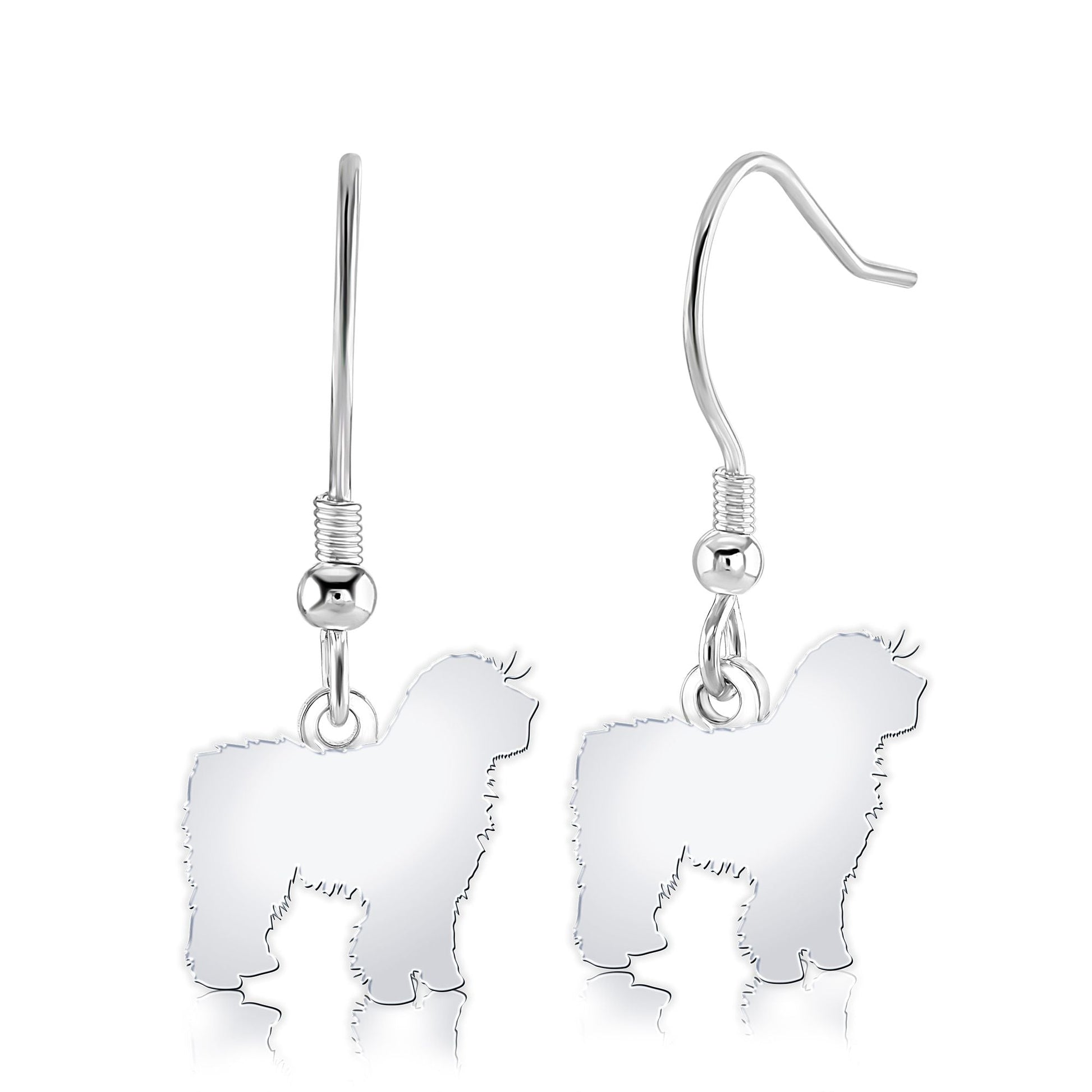 Spanish Water Dog Silhouette Silver Earrings - MYLEE London