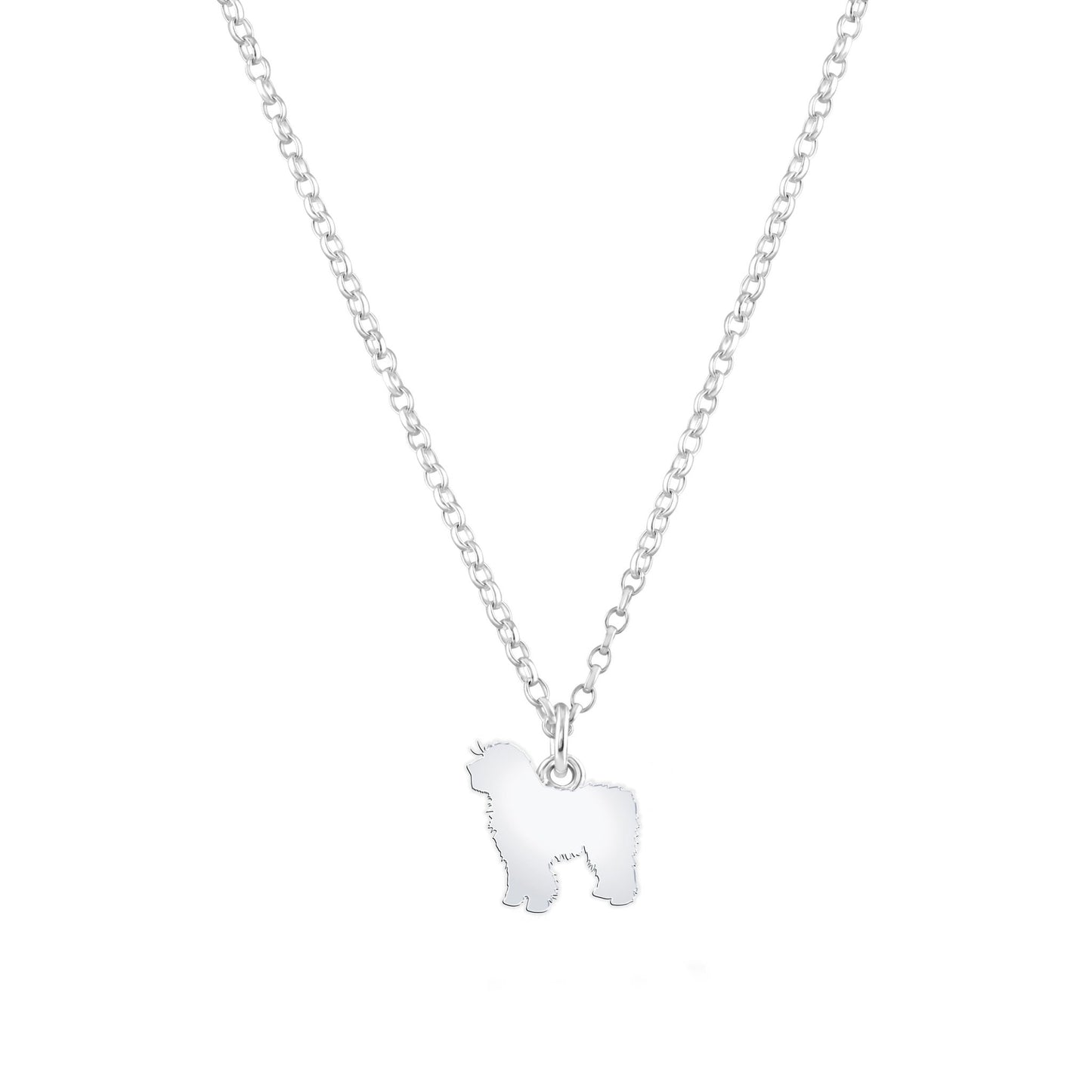Spanish Water Dog Silhouette Silver Necklace - Personalised - MYLEE London