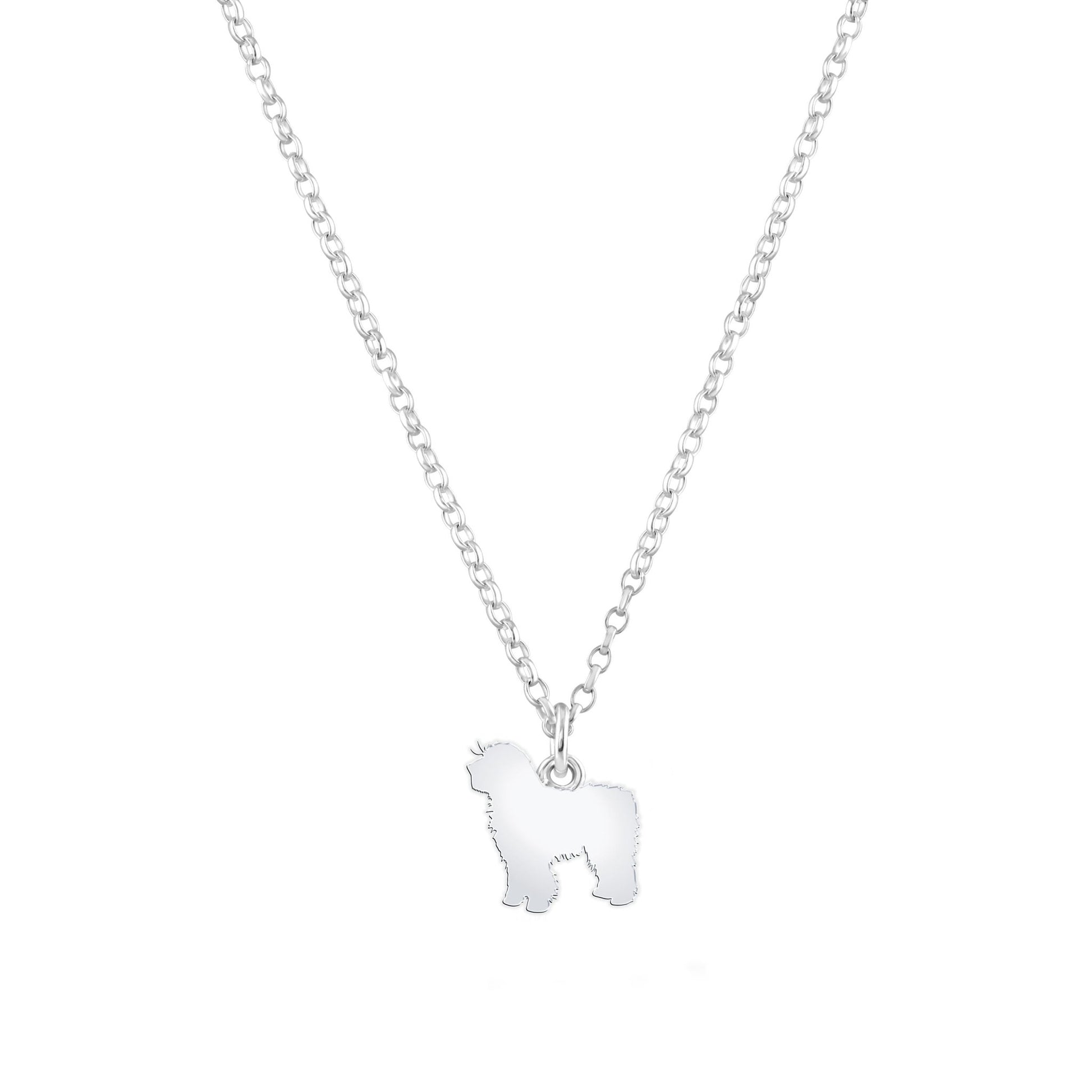Spanish Water Dog Silhouette Silver Necklace - Personalised - MYLEE London