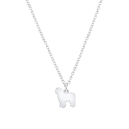 Spanish Water Dog Silhouette Silver Necklace - Personalised - MYLEE London