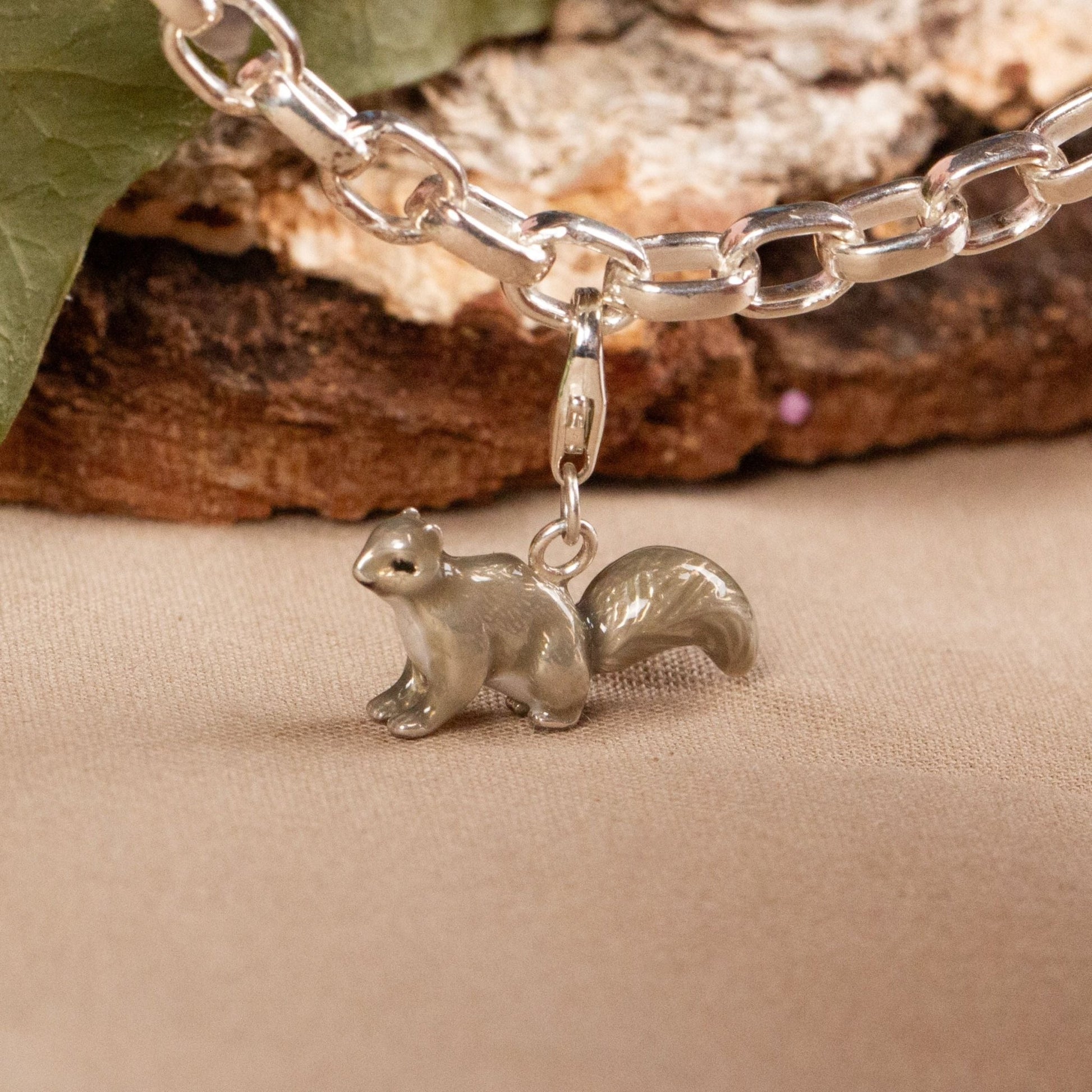 Squirrel Charm - Enamelled Sterling Silver - MYLEE London