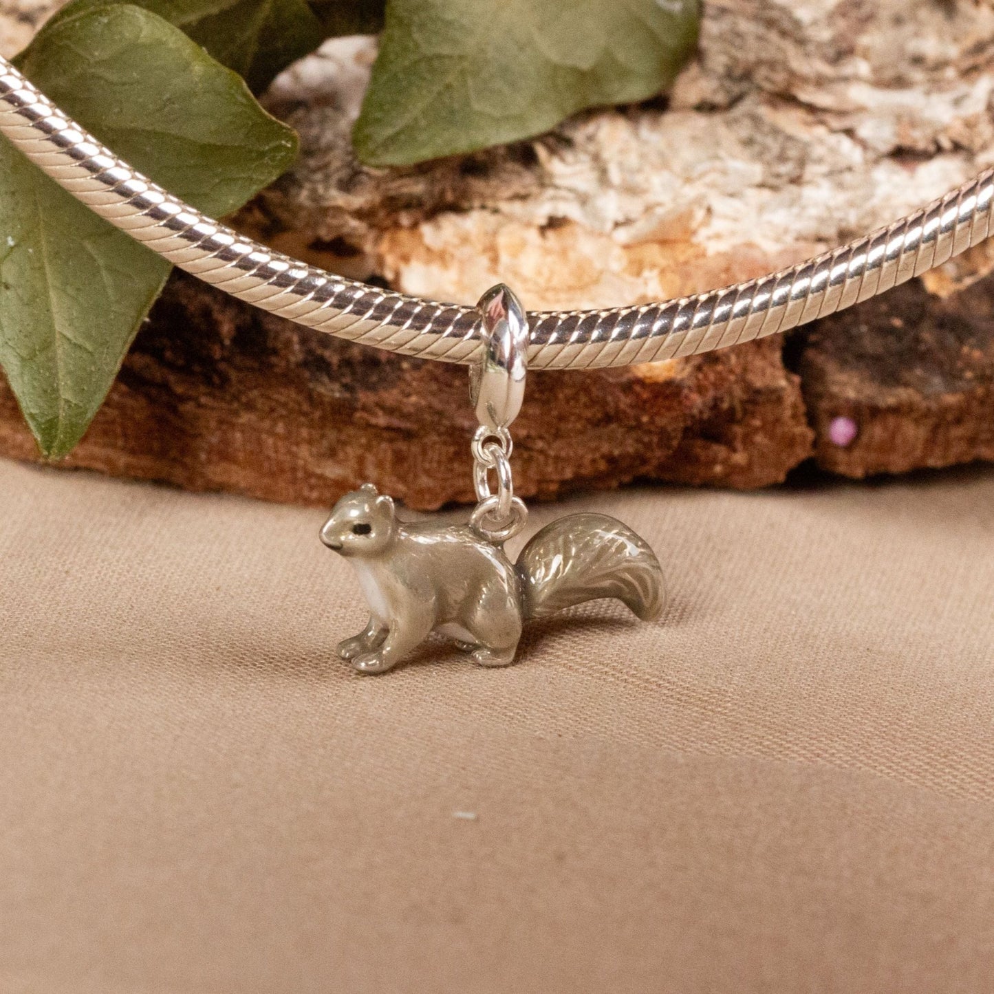 Squirrel Charm - Enamelled Sterling Silver - MYLEE London