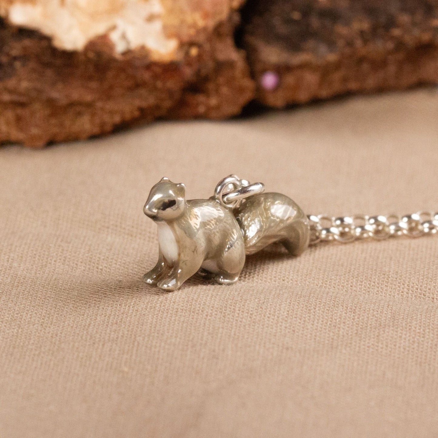 Squirrel Necklace - Enamelled Sterling Silver - MYLEE London