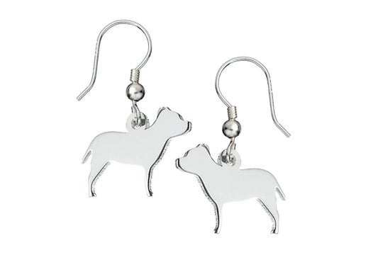 Staffordshire Bull Terrier Silhouette Silver Earrings - MYLEE London