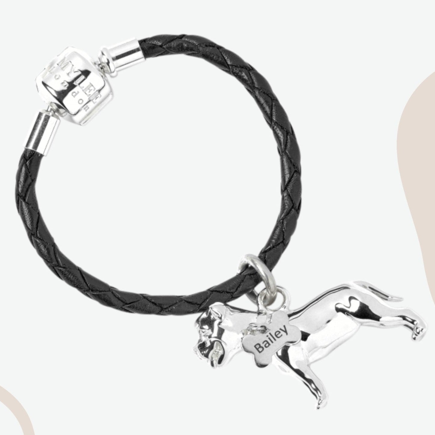 Staffordshire Bull Terrier Silver Keyring - Personalised - MYLEE London