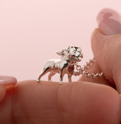 Staffordshire Bull Terrier Silver Necklace - Personalised - MYLEE London