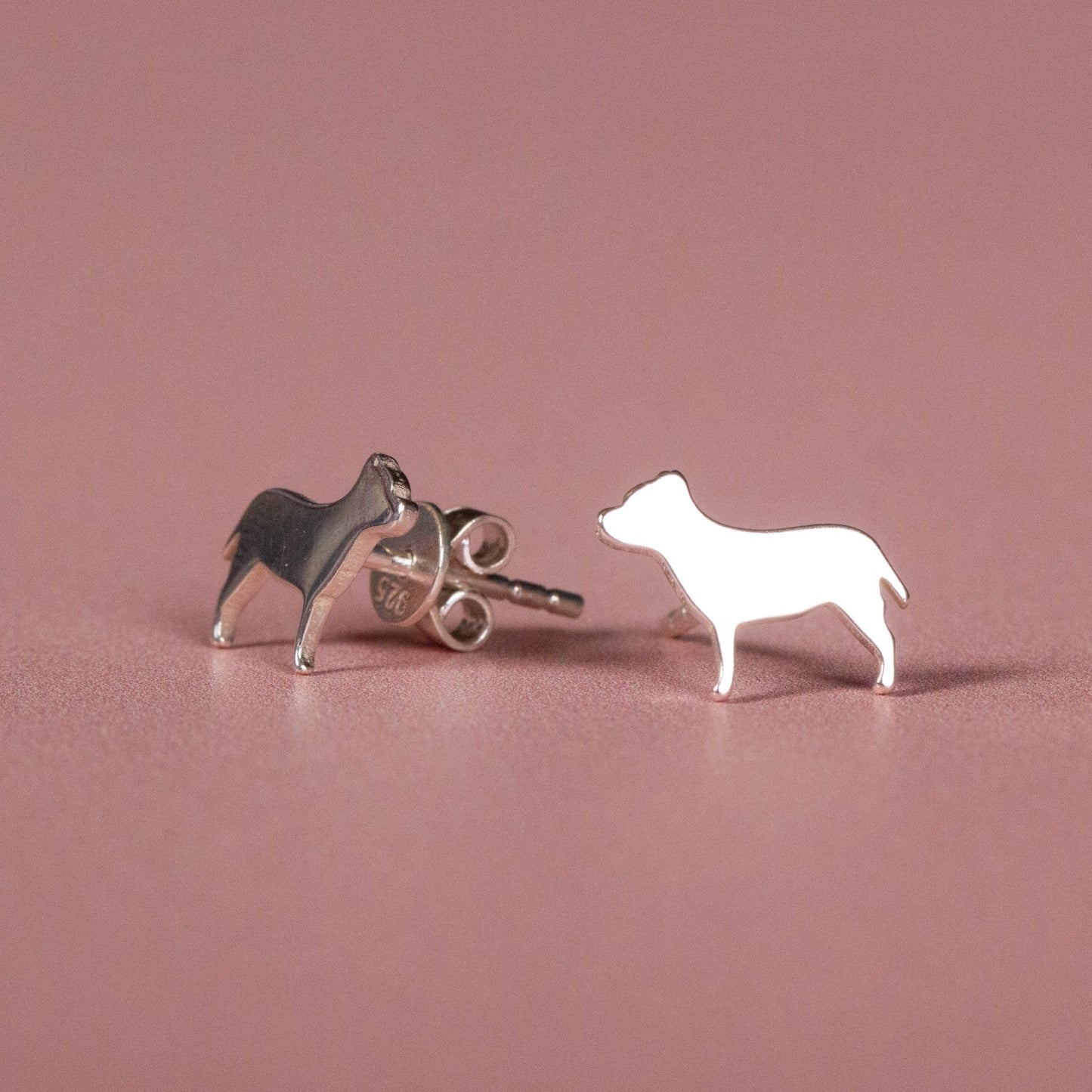 Staffordshire Bull Terrier Silver Stud Earrings - MYLEE London