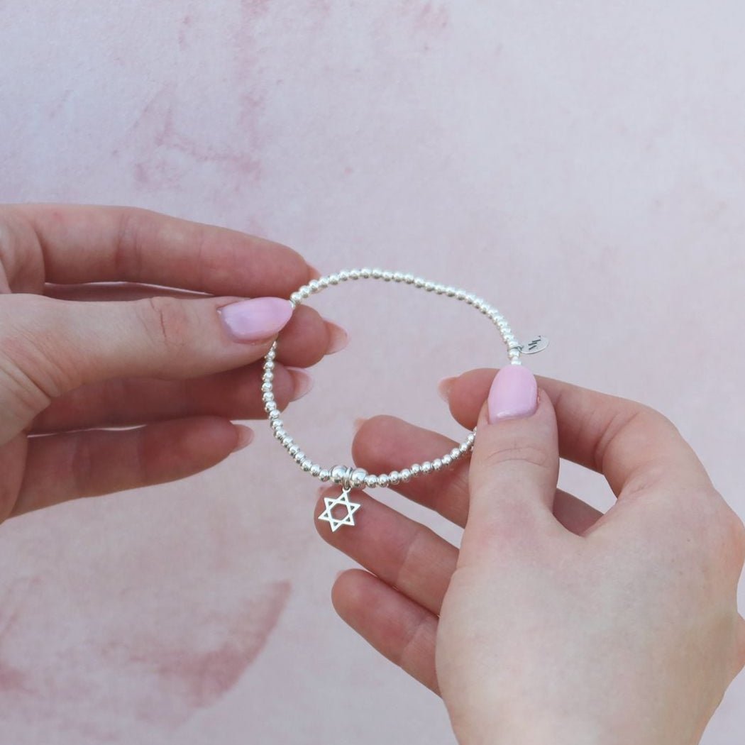 Star of David on Silver Ball Bead Bracelet - MYLEE London