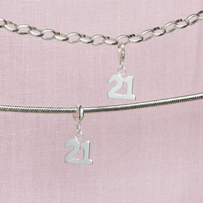 Sterling Silver 21 Charm - MYLEE London