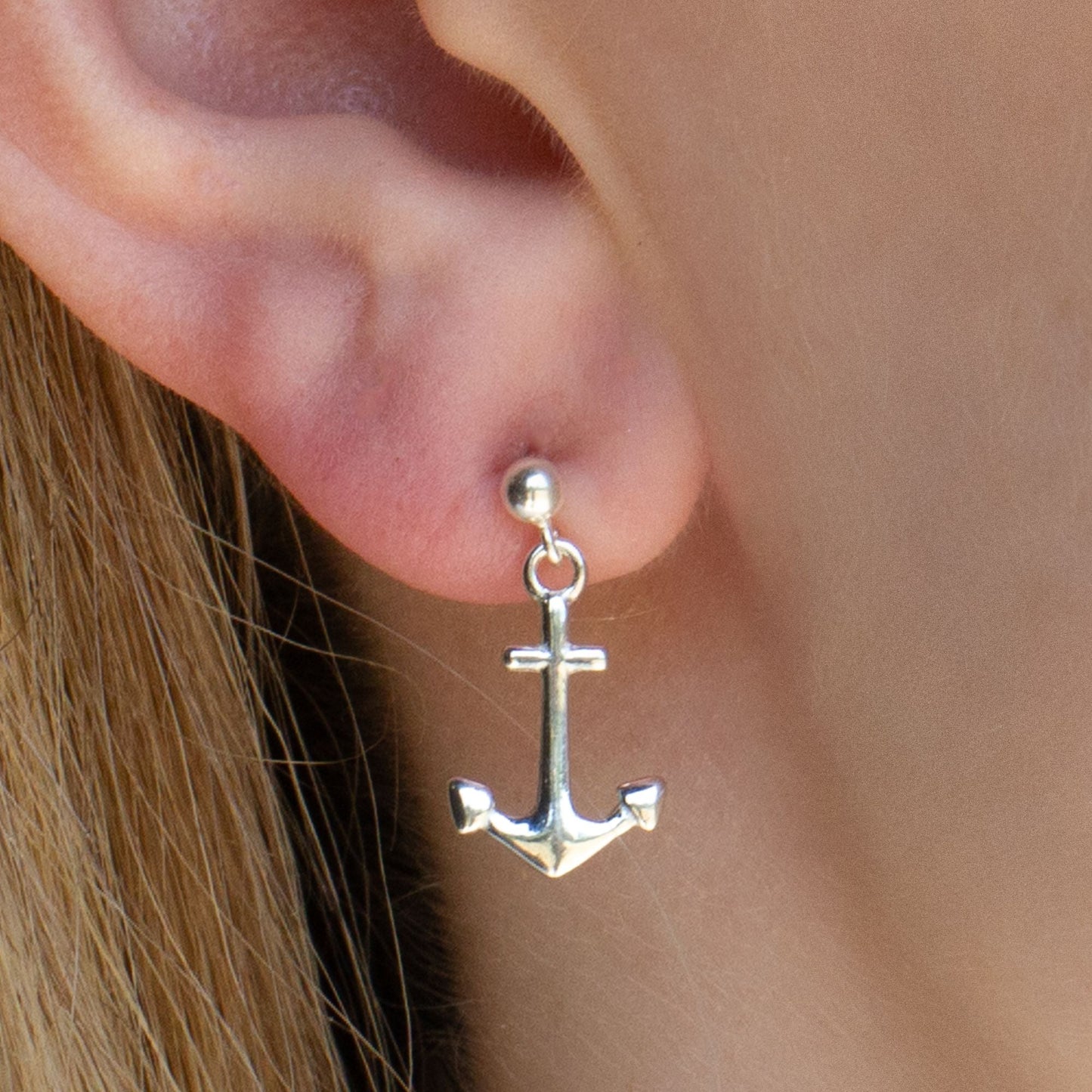 Sterling Silver Anchor Earrings - MYLEE London